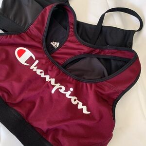 Women’s Sports Bra Bundle Maroon Champion and  Adidas Black Sports Bra XL XLL